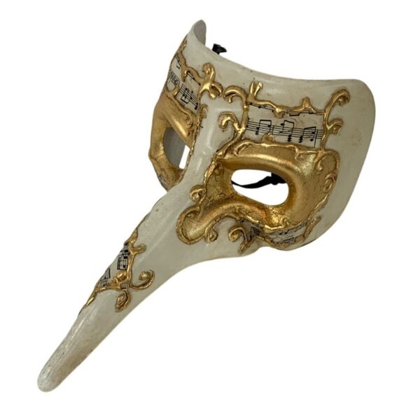 VTG Handmade Casanova Long Nose Venetian Mask Masquarade Music Gold N10103 - Picture 9 of 9